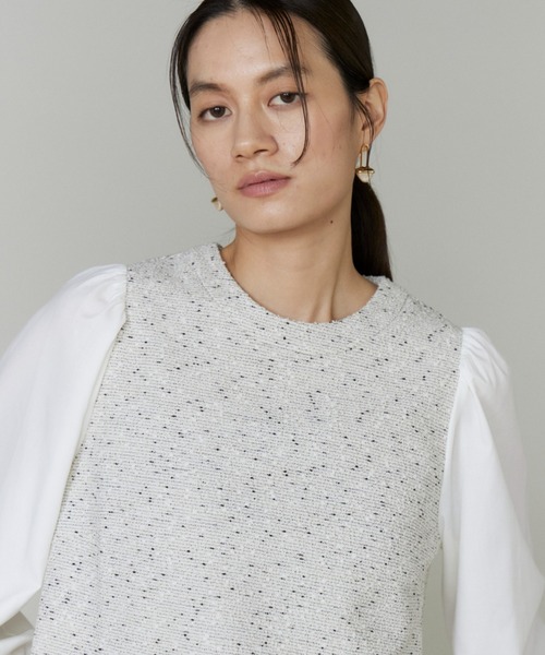 INED(イネド)の「ドッキングプルオーバー(Tシャツ/カットソー・レディース・オフホワイト/ネイビー・9号/11号)」の9枚目の写真