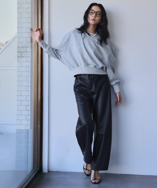 ELFRANK(エルフランク)の「ワンポイント刺繍 ロゴ スウェット プルオーバー カットソー(スウェット・レディース・グレイッシュベージュ/グレー/レッド・L/M)」の7枚目の写真