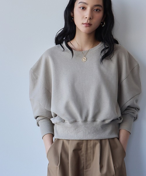 ELFRANK(エルフランク)の「ワンポイント刺繍 ロゴ スウェット プルオーバー カットソー(スウェット・レディース・グレイッシュベージュ/グレー/レッド・L/M)」の10枚目の写真