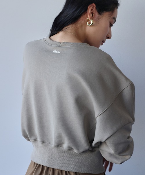 ELFRANK(エルフランク)の「ワンポイント刺繍 ロゴ スウェット プルオーバー カットソー(スウェット・レディース・グレイッシュベージュ/グレー/レッド・L/M)」の12枚目の写真