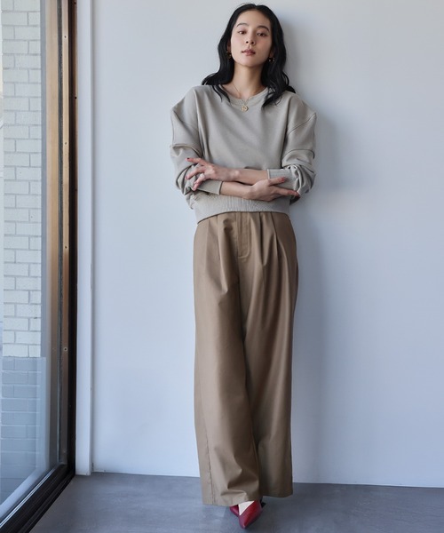 ELFRANK(エルフランク)の「ワンポイント刺繍 ロゴ スウェット プルオーバー カットソー(スウェット・レディース・グレイッシュベージュ/グレー/レッド・L/M)」の13枚目の写真