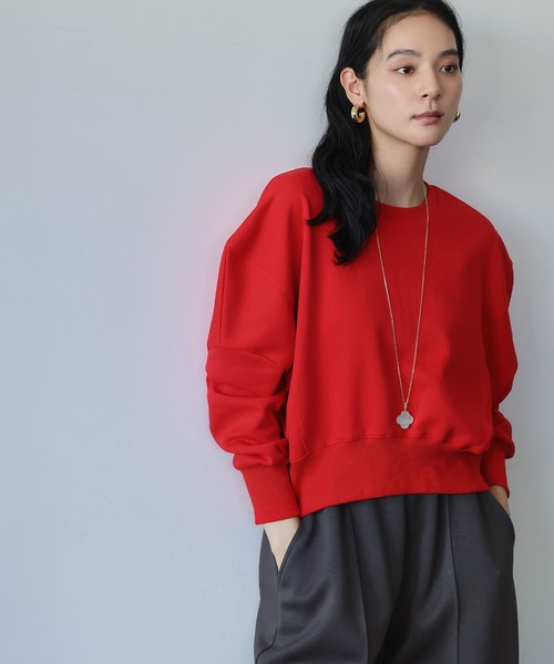 ELFRANK(エルフランク)の「ワンポイント刺繍 ロゴ スウェット プルオーバー カットソー(スウェット・レディース・グレイッシュベージュ/グレー/レッド・L/M)」の15枚目の写真