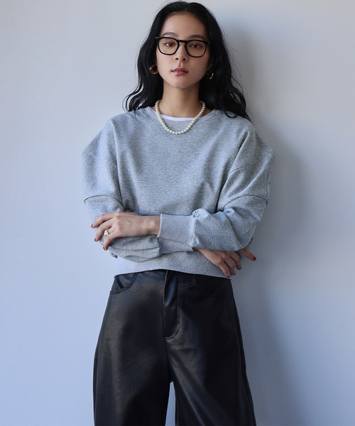 ELFRANK(エルフランク)の「ワンポイント刺繍 ロゴ スウェット プルオーバー カットソー(スウェット・レディース・グレイッシュベージュ/グレー/レッド・L/M)」の21枚目の写真
