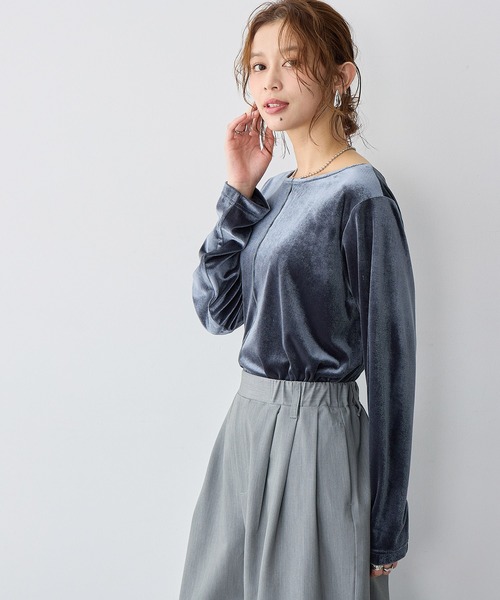 anyfee(エニフィー)の「【anyfee/大きいサイズ】ベロアボートネックトップス(その他トップス・レディース・チャコール/ブラック/カーキ/ベージュ/ブラウン・LL/3L/4L/5L)」の11枚目の写真
