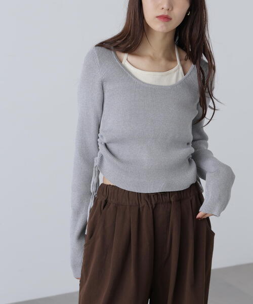 FREE'S MART（フリーズマート）の「◆ホルターネックレイヤードサイドドロストニット（ニット/セーター・レディース・グレー/ピンク/ベージュ・FREE）」の12枚目の写真