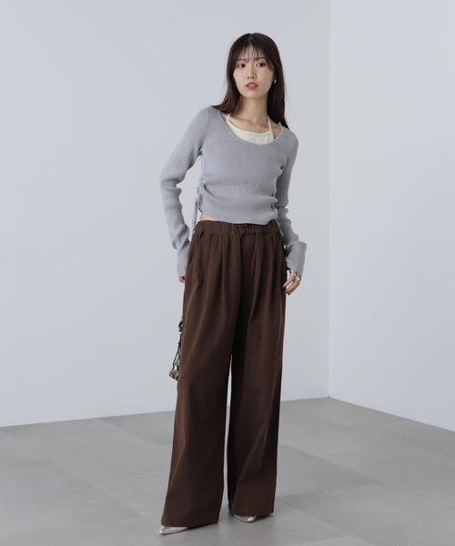 FREE'S MART（フリーズマート）の「◆ホルターネックレイヤードサイドドロストニット（ニット/セーター・レディース・グレー/ピンク/ベージュ・FREE）」の16枚目の写真