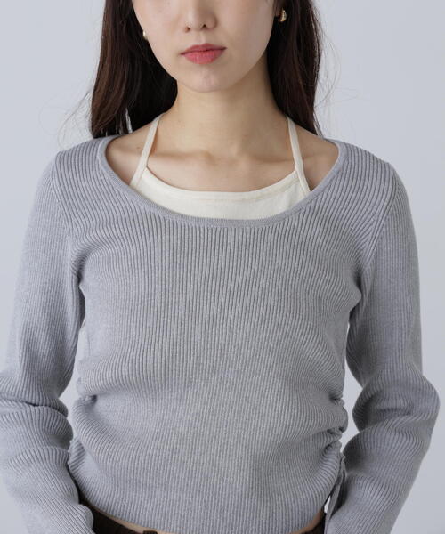 FREE'S MART（フリーズマート）の「◆ホルターネックレイヤードサイドドロストニット（ニット/セーター・レディース・グレー/ピンク/ベージュ・FREE）」の22枚目の写真