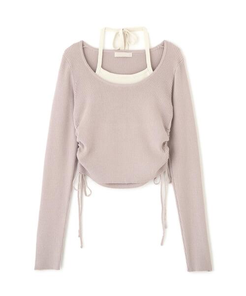 FREE'S MART（フリーズマート）の「◆ホルターネックレイヤードサイドドロストニット（ニット/セーター・レディース・グレー/ピンク/ベージュ・FREE）」の4枚目の写真