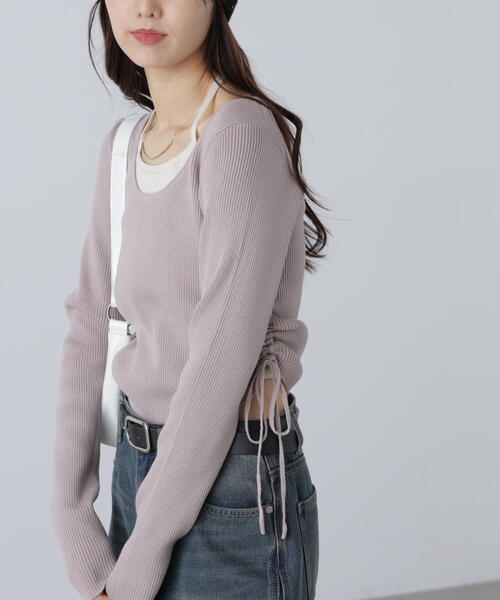 FREE'S MART（フリーズマート）の「◆ホルターネックレイヤードサイドドロストニット（ニット/セーター・レディース・グレー/ピンク/ベージュ・FREE）」の6枚目の写真