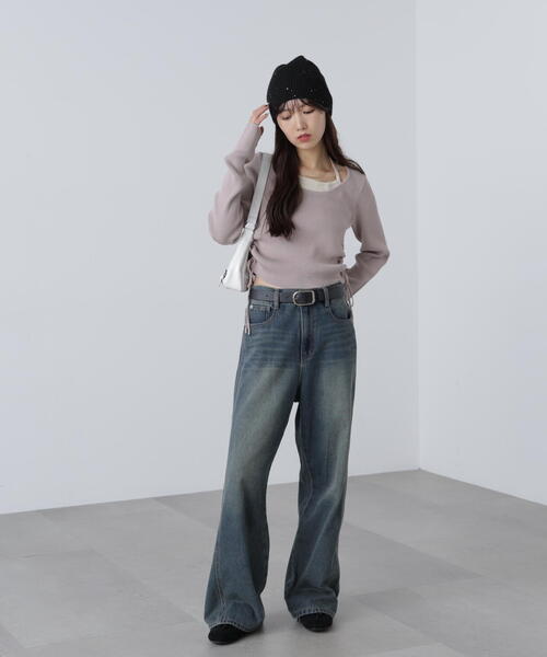 FREE'S MART（フリーズマート）の「◆ホルターネックレイヤードサイドドロストニット（ニット/セーター・レディース・グレー/ピンク/ベージュ・FREE）」の8枚目の写真