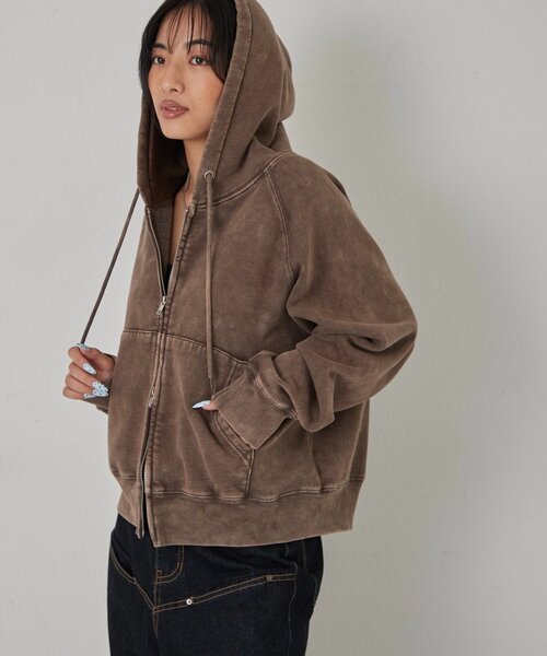 WHO'S WHO gallery（フーズフーギャラリー）の「KOOKYN ケミカルジップパーカー（パーカー・レディース・グレー/チャコールグレー/ブラウン・SMALL/MEDIUM/LARGE）」の9枚目の写真