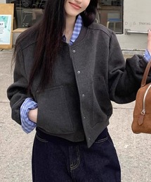 LAFFMO（ラフモ）の「スタジャンベースブルゾン（ノーカラージャケット）」