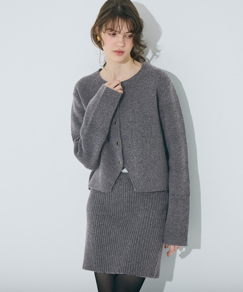 coca（coca）（コカ）の「縮絨ニットミニスカート（スカート・レディース・グレー/ネイビー・L/S/M）」の3枚目の写真