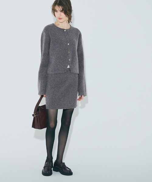 coca（coca）（コカ）の「縮絨ニットミニスカート（スカート・レディース・グレー/ネイビー・L/S/M）」の4枚目の写真