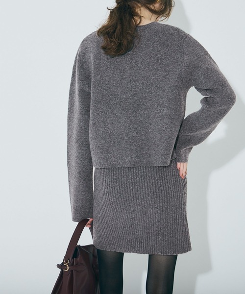 coca（coca）（コカ）の「縮絨ニットミニスカート（スカート・レディース・グレー/ネイビー・L/S/M）」の5枚目の写真