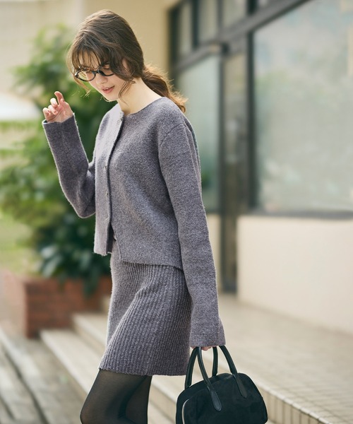 coca（coca）（コカ）の「縮絨ニットミニスカート（スカート・レディース・グレー/ネイビー・L/S/M）」の6枚目の写真