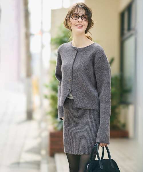 coca（coca）（コカ）の「縮絨ニットミニスカート（スカート・レディース・グレー/ネイビー・L/S/M）」の7枚目の写真