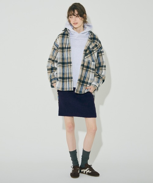 coca（coca）（コカ）の「縮絨ニットミニスカート（スカート・レディース・グレー/ネイビー・L/S/M）」の10枚目の写真