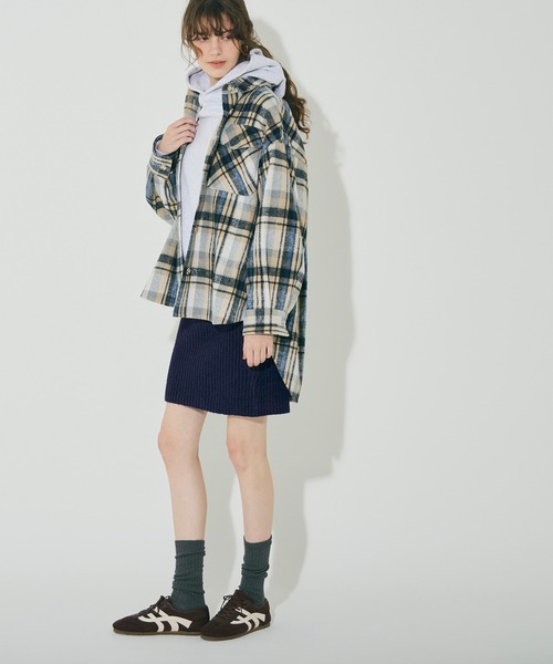 coca（coca）（コカ）の「縮絨ニットミニスカート（スカート・レディース・グレー/ネイビー・L/S/M）」の13枚目の写真