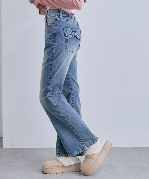 セール】ストレッチフレアデニムパンツ（デニムパンツ）｜OLIVE des