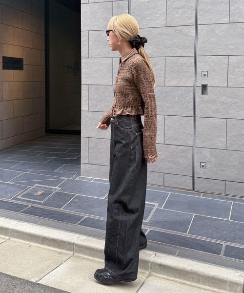 feepur(フェピュール)の「シャーリングショートチェックシャツ(シャツ/ブラウス・レディース・チャコールグレー/ブラウン・MEDIUM)」の17枚目の写真