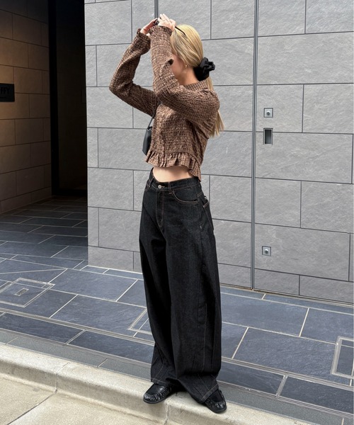 feepur(フェピュール)の「シャーリングショートチェックシャツ(シャツ/ブラウス・レディース・チャコールグレー/ブラウン・MEDIUM)」の9枚目の写真