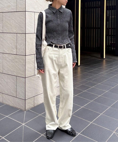feepur(フェピュール)の「シャーリングショートチェックシャツ(シャツ/ブラウス・レディース・チャコールグレー/ブラウン・MEDIUM)」の13枚目の写真