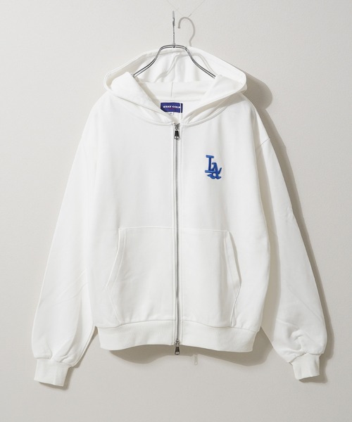 セール】【STAYGOLD】 LA ロゴ刺繍 ショート丈 ダブルジップパーカー