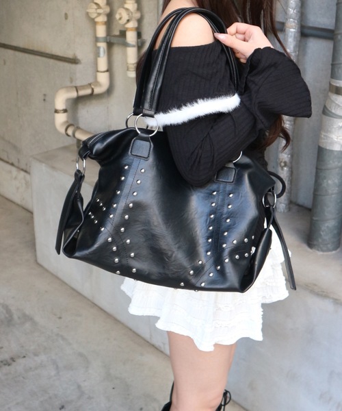 tinkerend(ティンカーエンド)の「【ユニセックス】Rivet Boston Bag / リベットボストンバッグ(ボストンバッグ・レディース・スミクロ/ブラウン/ブラック・FREE)」の16枚目の写真