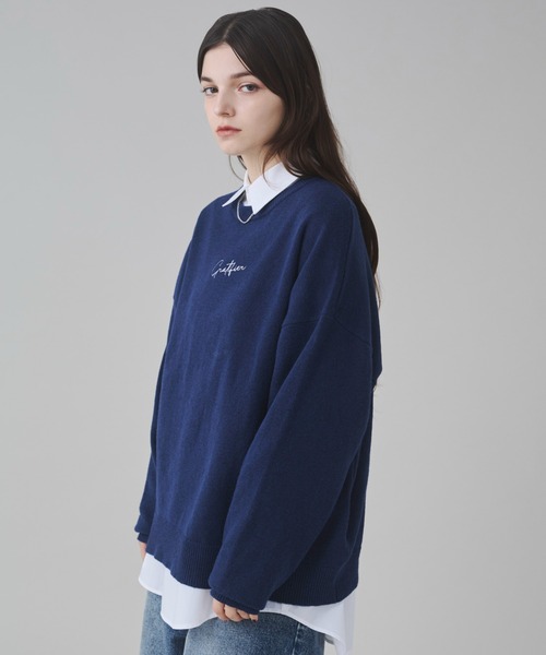 BROWNY(ブラウニー)の「BROWNY/アクセ付きワンポイントニットプルオーバー(ニット/セーター・メンズ・ブラック/ネイビー/オフホワイト・SMALL/MEDIUM/LARGE)」の13枚目の写真