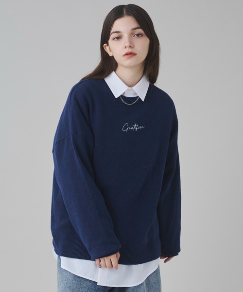 BROWNY(ブラウニー)の「BROWNY/アクセ付きワンポイントニットプルオーバー(ニット/セーター・メンズ・ブラック/ネイビー/オフホワイト・SMALL/MEDIUM/LARGE)」の14枚目の写真