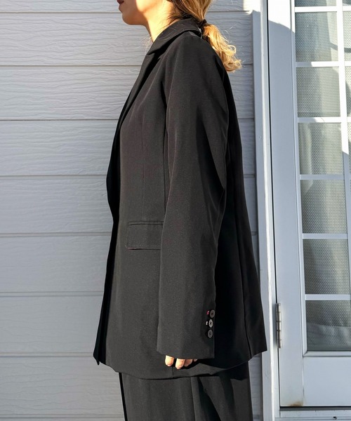 Q（キュー）の「ダブルブレストジャケット（テーラードジャケット・レディース・ライトグレー/ブラック・MEDIUM）」の4枚目の写真