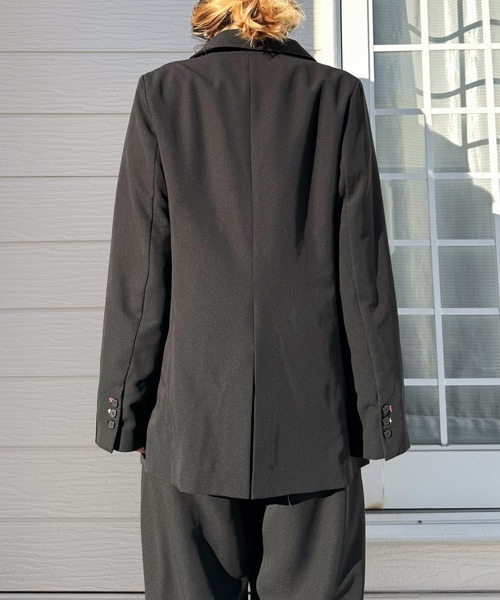 Q（キュー）の「ダブルブレストジャケット（テーラードジャケット・レディース・ライトグレー/ブラック・MEDIUM）」の5枚目の写真