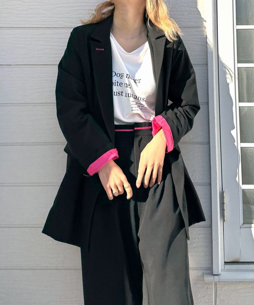 Q（キュー）の「ダブルブレストジャケット（テーラードジャケット・レディース・ライトグレー/ブラック・MEDIUM）」の6枚目の写真