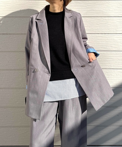 Q（キュー）の「ダブルブレストジャケット（テーラードジャケット・レディース・ライトグレー/ブラック・MEDIUM）」の16枚目の写真