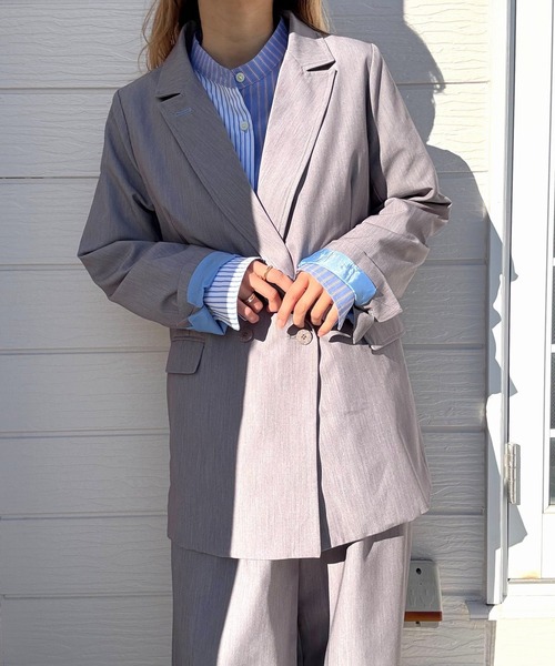 Q（キュー）の「ダブルブレストジャケット（テーラードジャケット・レディース・ライトグレー/ブラック・MEDIUM）」の12枚目の写真