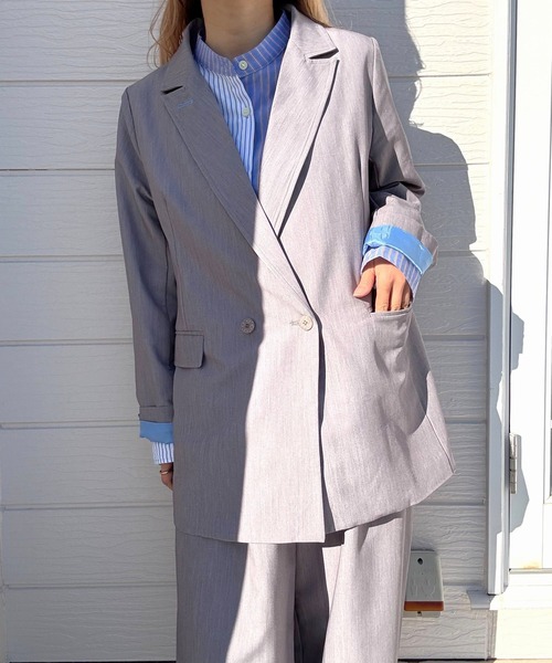 Q（キュー）の「ダブルブレストジャケット（テーラードジャケット・レディース・ライトグレー/ブラック・MEDIUM）」の13枚目の写真