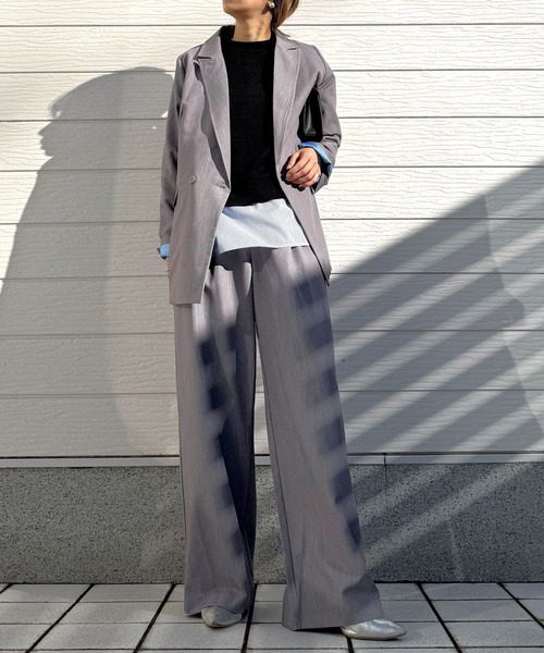 Q（キュー）の「ダブルブレストジャケット（テーラードジャケット・レディース・ライトグレー/ブラック・MEDIUM）」の19枚目の写真