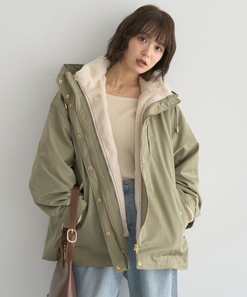 earth music&ecology（アースミュージックアンドエコロジー）の「【2025AW】マルチウェイマウンテンパーカー（マウンテンパーカー・レディース・ブラック/カーキ/ベージュ・M/L）」の18枚目の写真