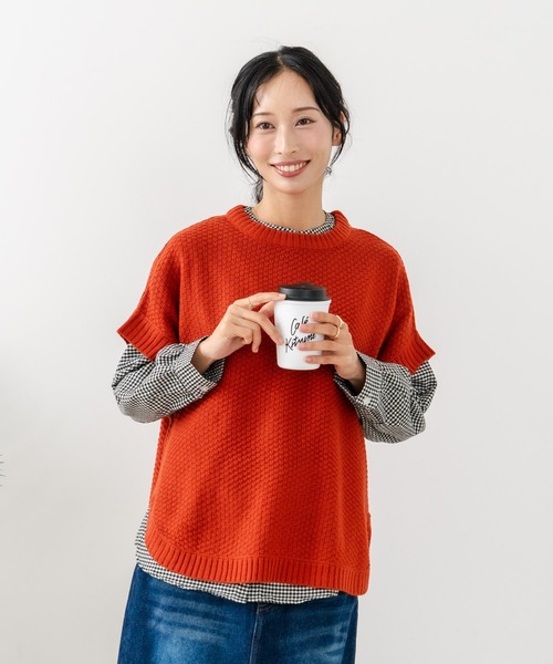 fort point(フォーポイント)の「【C-FORT POINT/フォートポイント】ニットベストブラウスアンサンブル(アンサンブル・レディース・オレンジ/ブルー/グレー/ブラック・ONE SIZE)」の19枚目の写真
