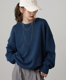ウールミックス ショート丈ストレッチクルーニット