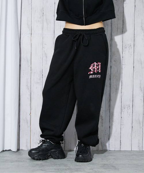 セール】《レオパードロゴ×裏起毛》レディース スウェットジョガー