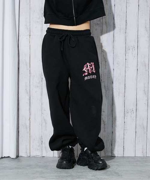 セール】《レオパードロゴ×裏起毛》レディース スウェットジョガー