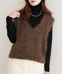 natural couture | 【WEB限定】フェザーヤーンVネックベスト(ベスト)