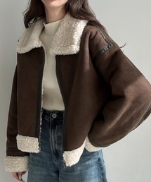 Meiru（メイル）の「ショートフェイクムートンボアブルゾン （薄手）（ムートンコート）」