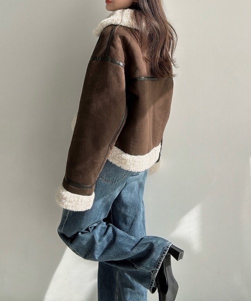 ショートフェイクムートンボアブルゾン （薄手）（ムートンコート