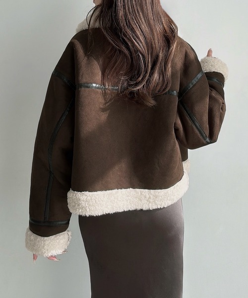 ショートフェイクムートンボアブルゾン （薄手）（ムートンコート