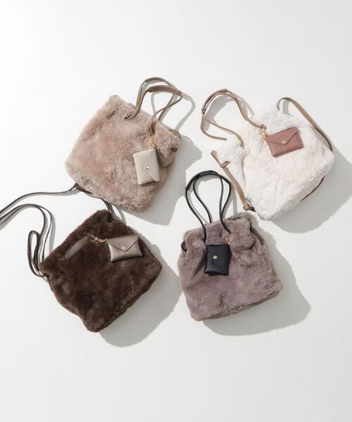 grove（グローブ）の「エコファーポーチ付き2WAYショルダー（ショルダーバッグ・レディース・アイボリー/ブラウン系その他/ナチュラル/ダークグレー・00）」の5枚目の写真