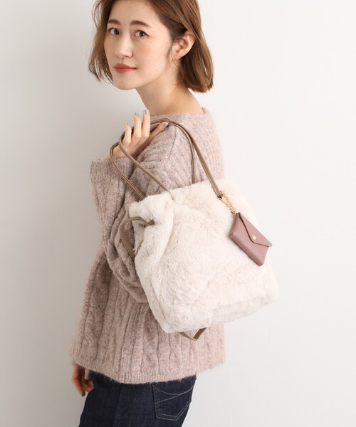 grove（グローブ）の「エコファーポーチ付き2WAYショルダー（ショルダーバッグ・レディース・アイボリー/ブラウン系その他/ナチュラル/ダークグレー・00）」の6枚目の写真