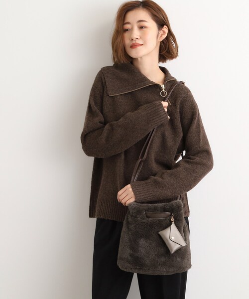 grove（グローブ）の「エコファーポーチ付き2WAYショルダー（ショルダーバッグ・レディース・アイボリー/ブラウン系その他/ナチュラル/ダークグレー・00）」の15枚目の写真